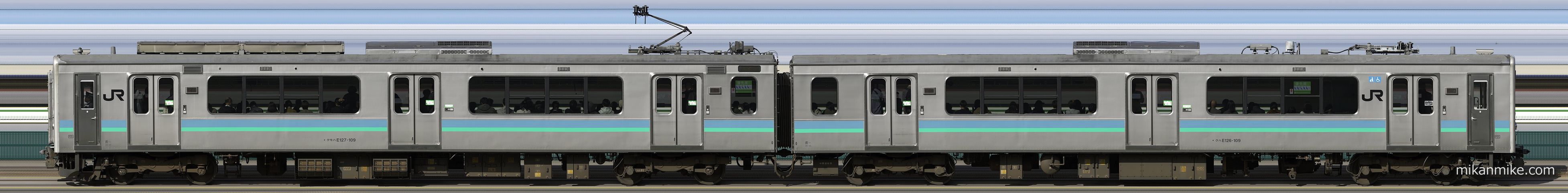 E127系A9編成の長編成サイドビュー