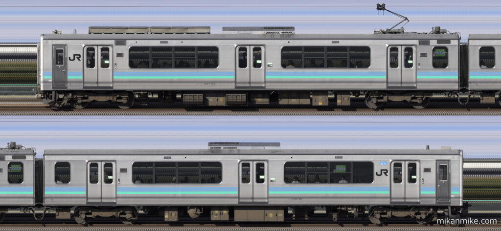 E127系A2編成の長編成サイドビュー