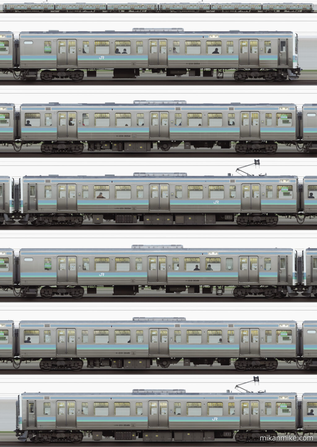 211系N303編成+211系N315編成 長編成サイドビュー