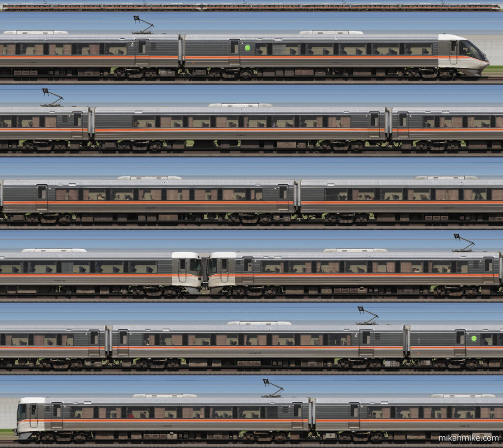 383系J編成（A7編成+A101編成）長編成サイドビュー
