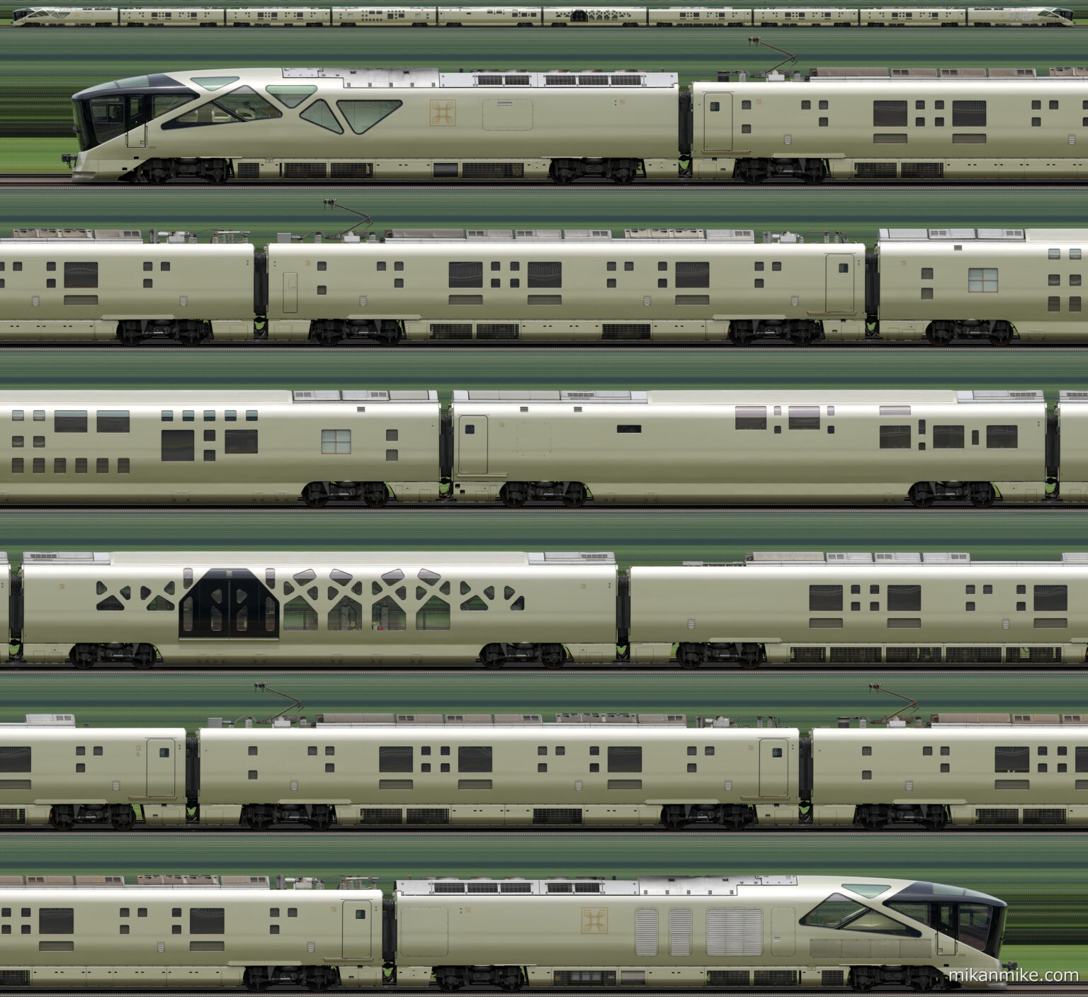 TRAIN SUITE 四季島の長編成サイドビュー