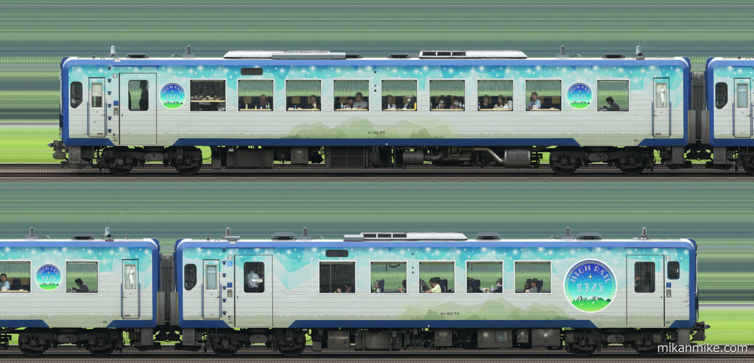 キハ100系・キハ110系 HIGH RAIL 1375の長編成サイドビュー(知ってほ信州号)