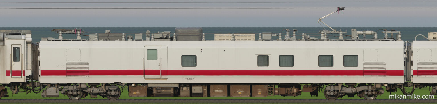 E491系、モヤE490-1の長編成サイドビュー