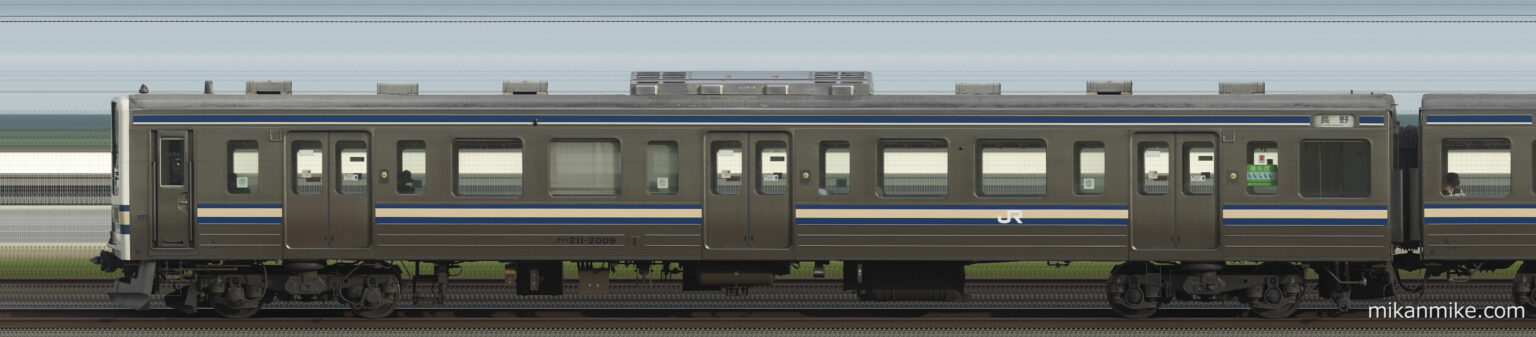 クハ211-2009のサイドビュー